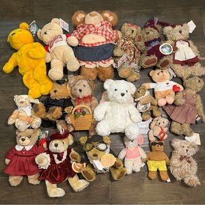 Vintage Teddy Bear Lot Avon Brass Button Russ Cottage Core Grandma Furskins 80s